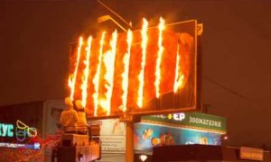 Flaming billboard